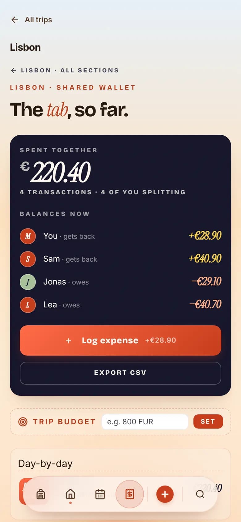 The tab splits itself, nobody chases anybody